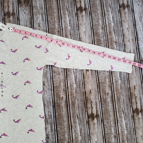 NWT Old Navy Narwhal Shirt Girl's Size XL 14 Grey and Purple  Long Sleeve - Picture 6 of 6